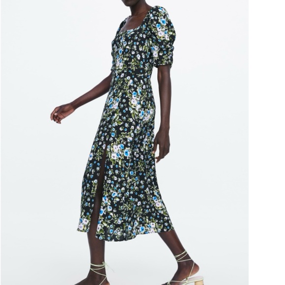 Zara Floral Print Mini Dress with side slit size XS - Picture 4 of 11